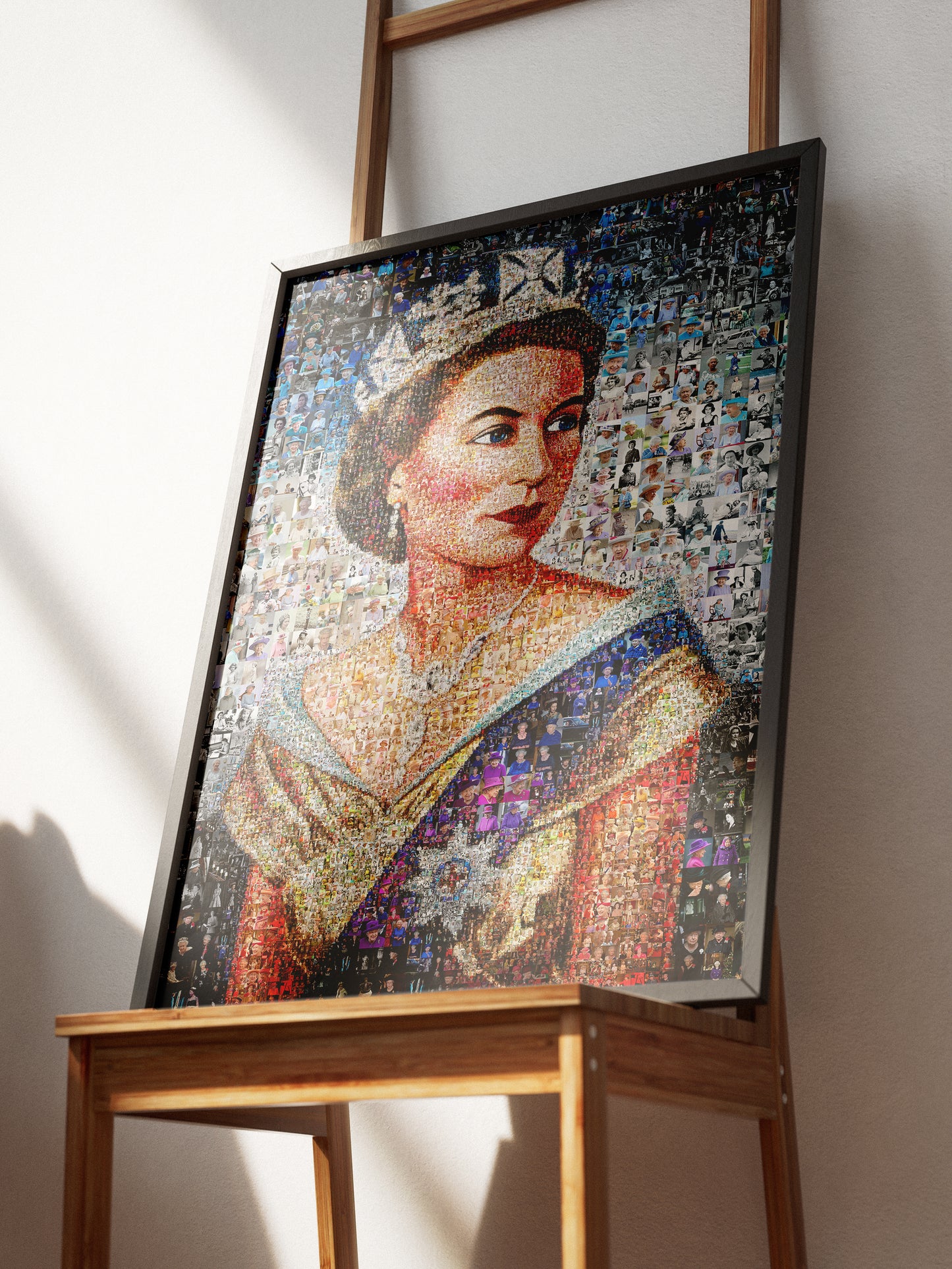 Elegant Mosaic Artwork of Queen Elizabeth II - Timeless Tribute to a Monarch