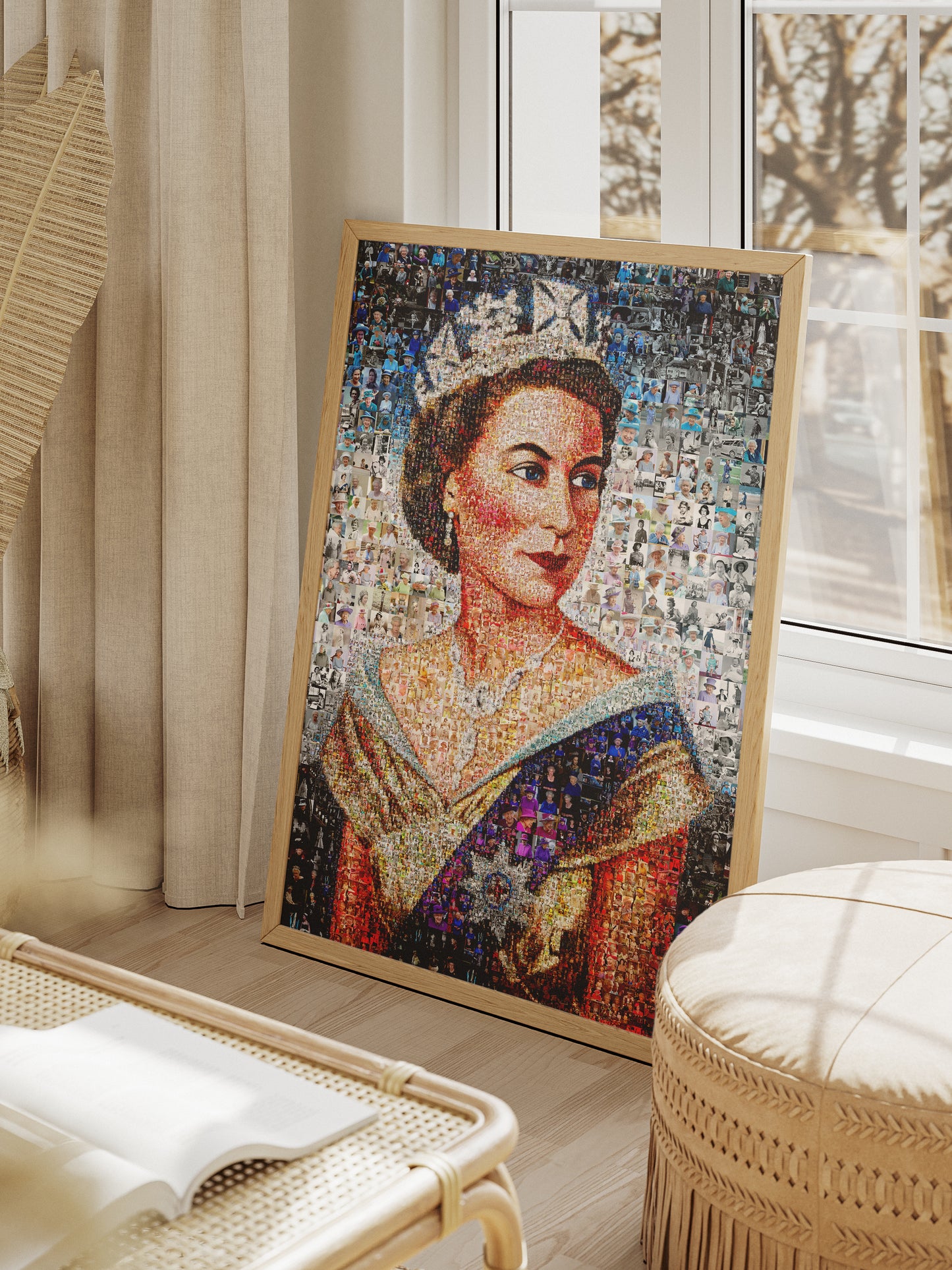 Elegant Mosaic Artwork of Queen Elizabeth II - Timeless Tribute to a Monarch
