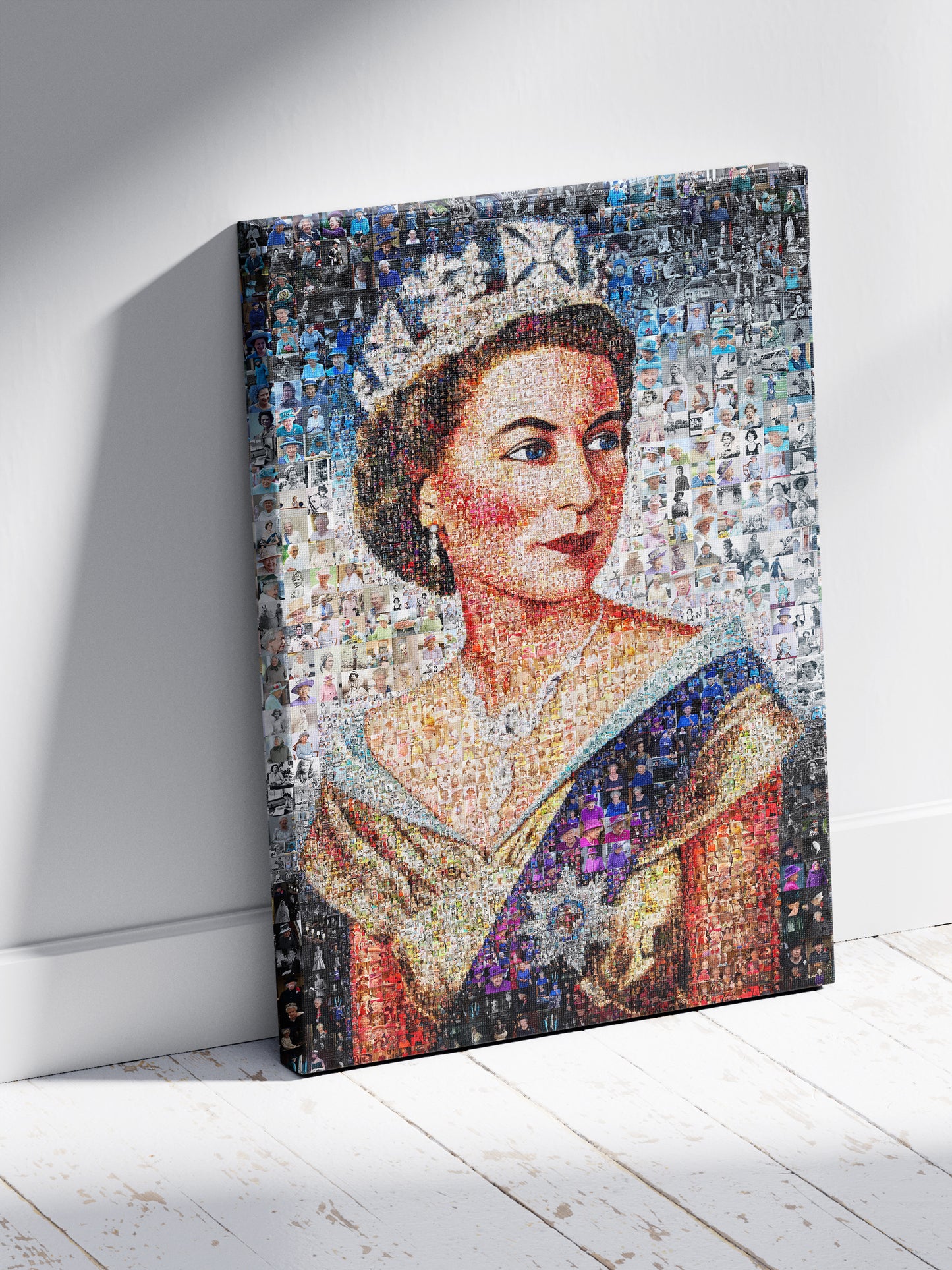 Elegant Mosaic Artwork of Queen Elizabeth II - Timeless Tribute to a Monarch