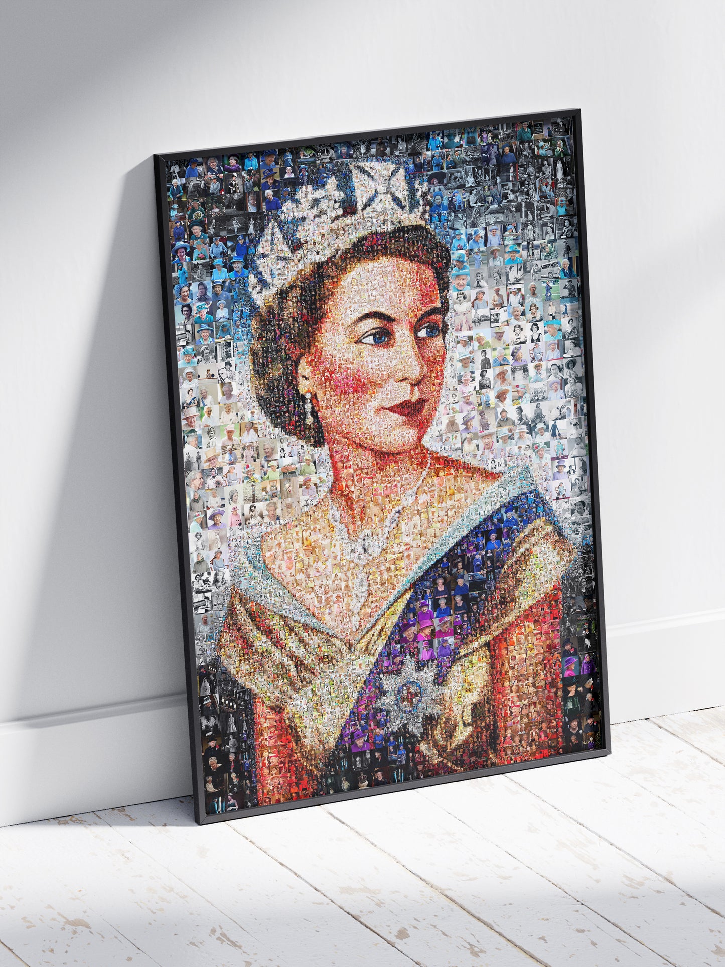 Elegant Mosaic Artwork of Queen Elizabeth II - Timeless Tribute to a Monarch