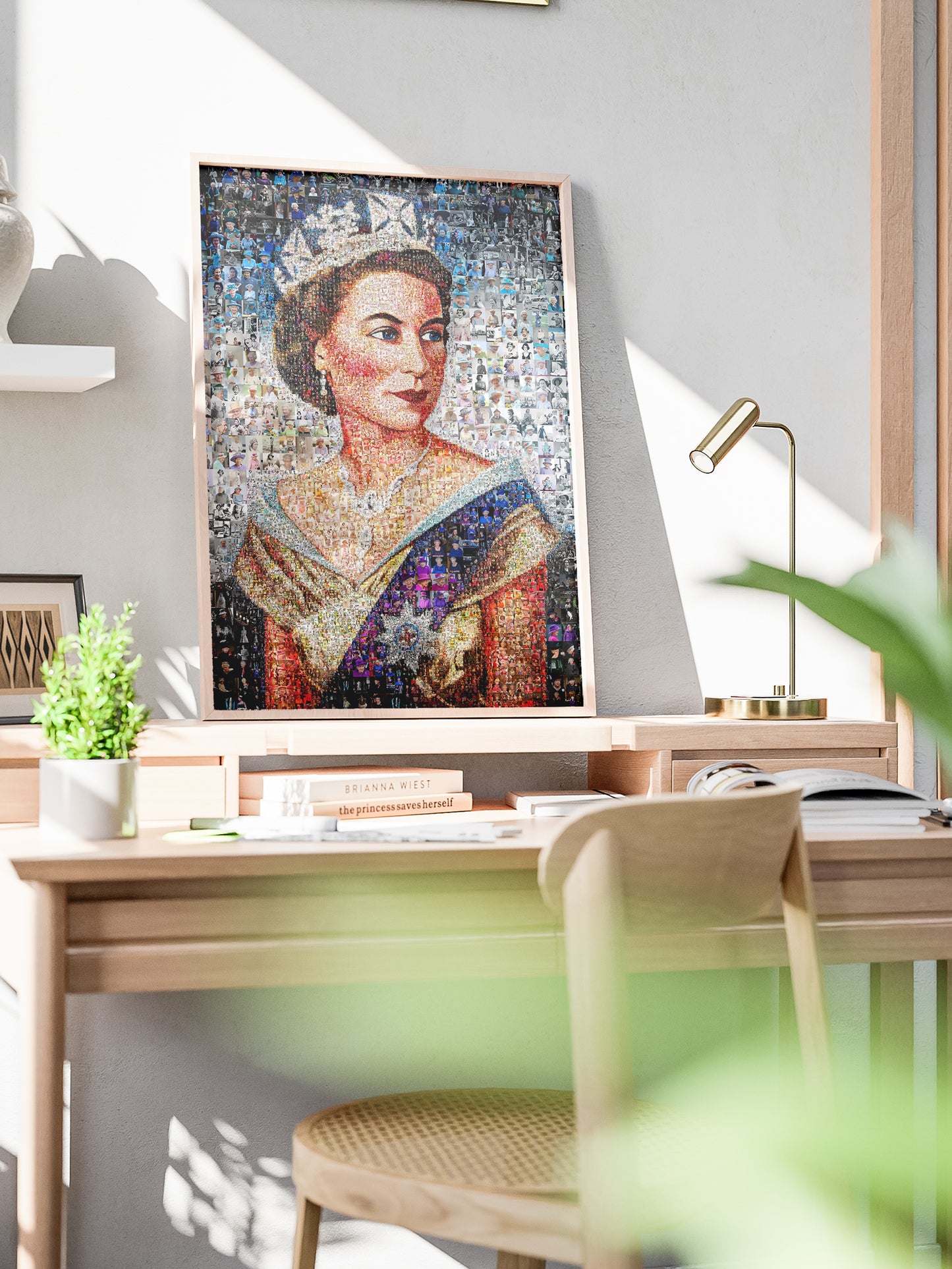 Elegant Mosaic Artwork of Queen Elizabeth II - Timeless Tribute to a Monarch