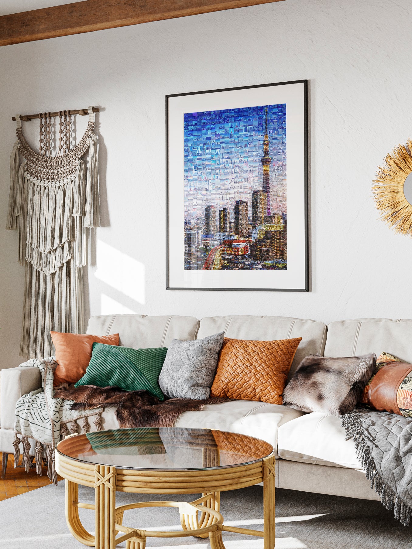 Tokyo Skytree Night Lights – Japan Mosaic Art Print AtelierMosaics