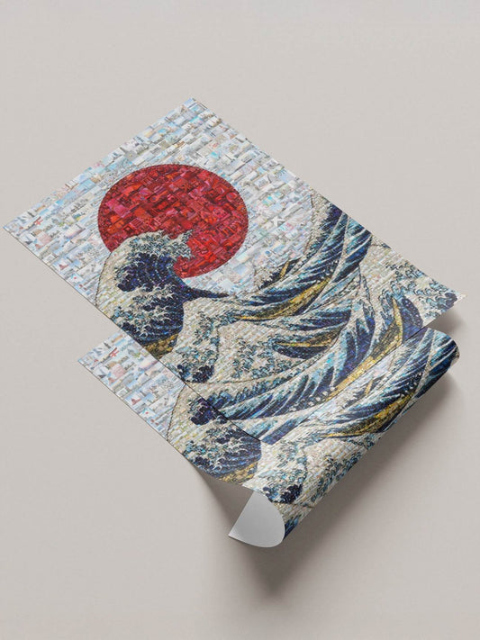 The Great Wave Japan mosaic canvas - Japanese iconic artwork wall art