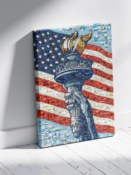Stunning Mosaic Artwork of the Statue of Liberty and American Flag - Perfect for Home Decor AtelierMosaics
