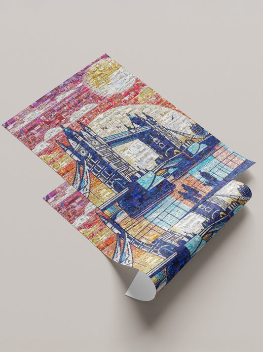 Stunning London Mosaic Artwork: Tower Bridge in Vibrant Colors for Home Decor AtelierMosaics