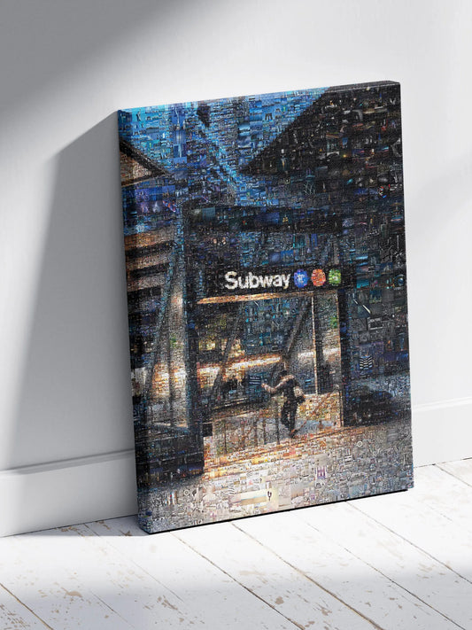 Stunning Subway Mosaic Artwork - Captivating Urban Scene in Vibrant Colors AtelierMosaics