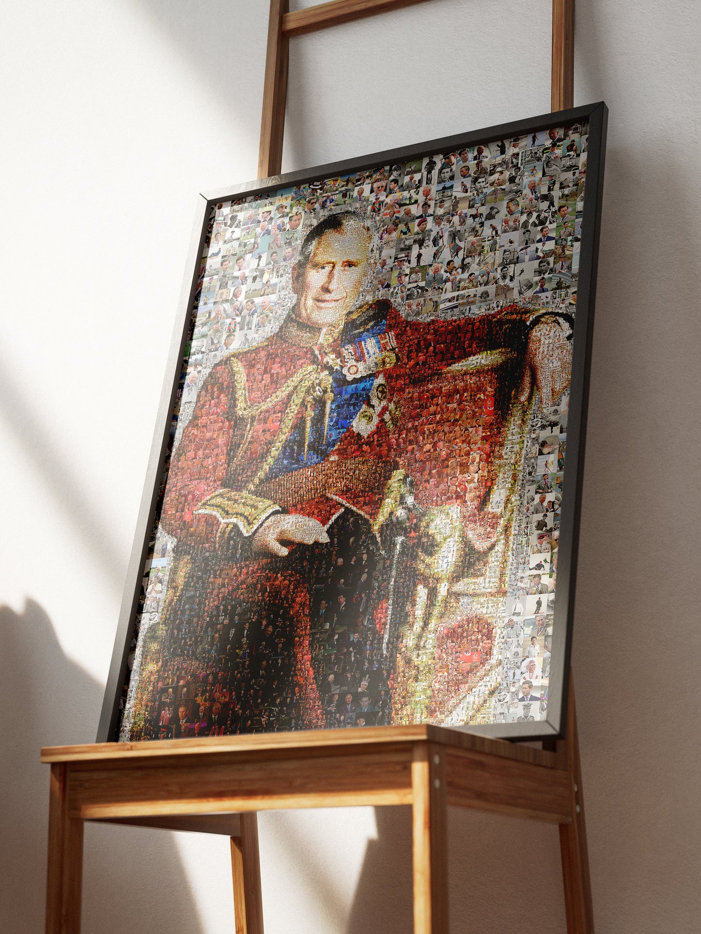 Stunning Mosaic Artwork of King Charles III - Elegant Royal Portrait for Home Decor
