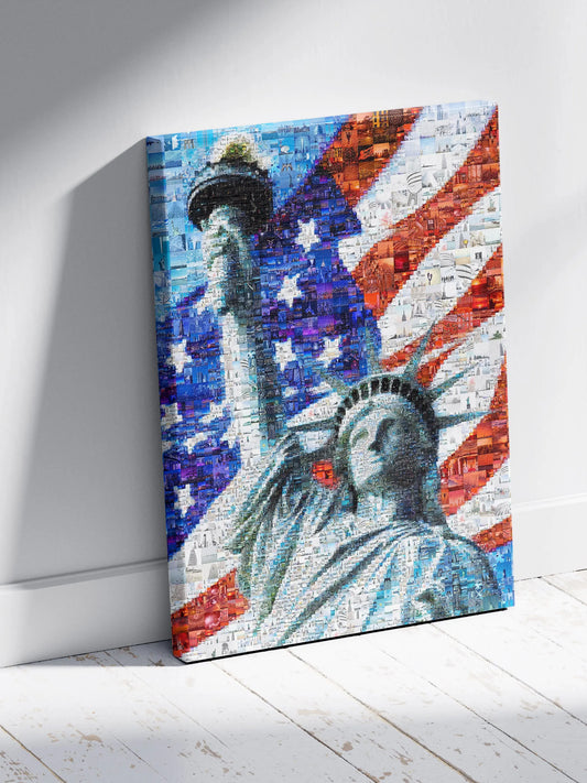 Statue of Liberty Mosaic Art - Iconic American Flag Design | Unique Wall Decor for Home & Office AtelierMosaics