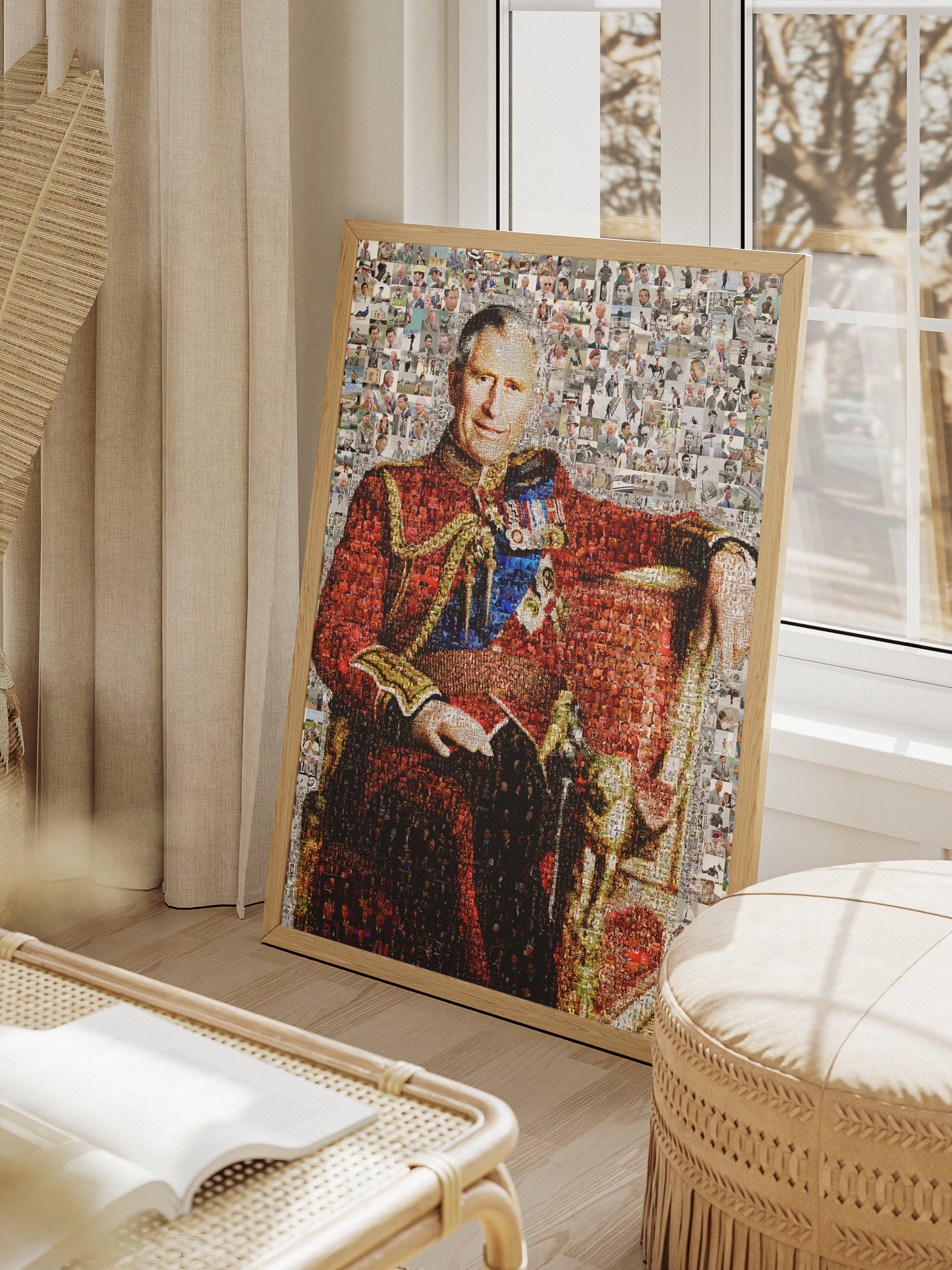 Stunning Mosaic Artwork of King Charles III - Elegant Royal Portrait for Home Decor