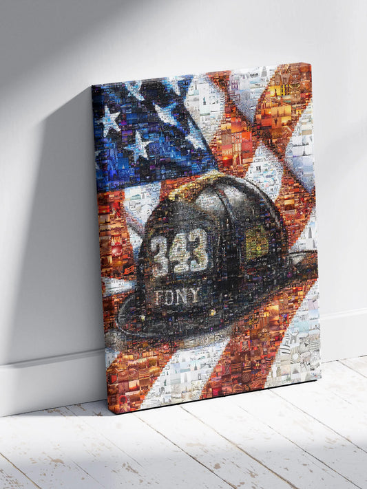 Stunning Firefighter Tribute Mosaic Artwork – 343 Iconic Design Celebrating Bravery and Sacrifice AtelierMosaics