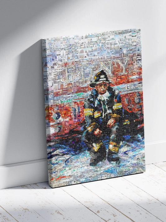 Stunning Mosaic Artwork of a Firefighter: Unique Wall Art for Home Decor & Office Spaces AtelierMosaics