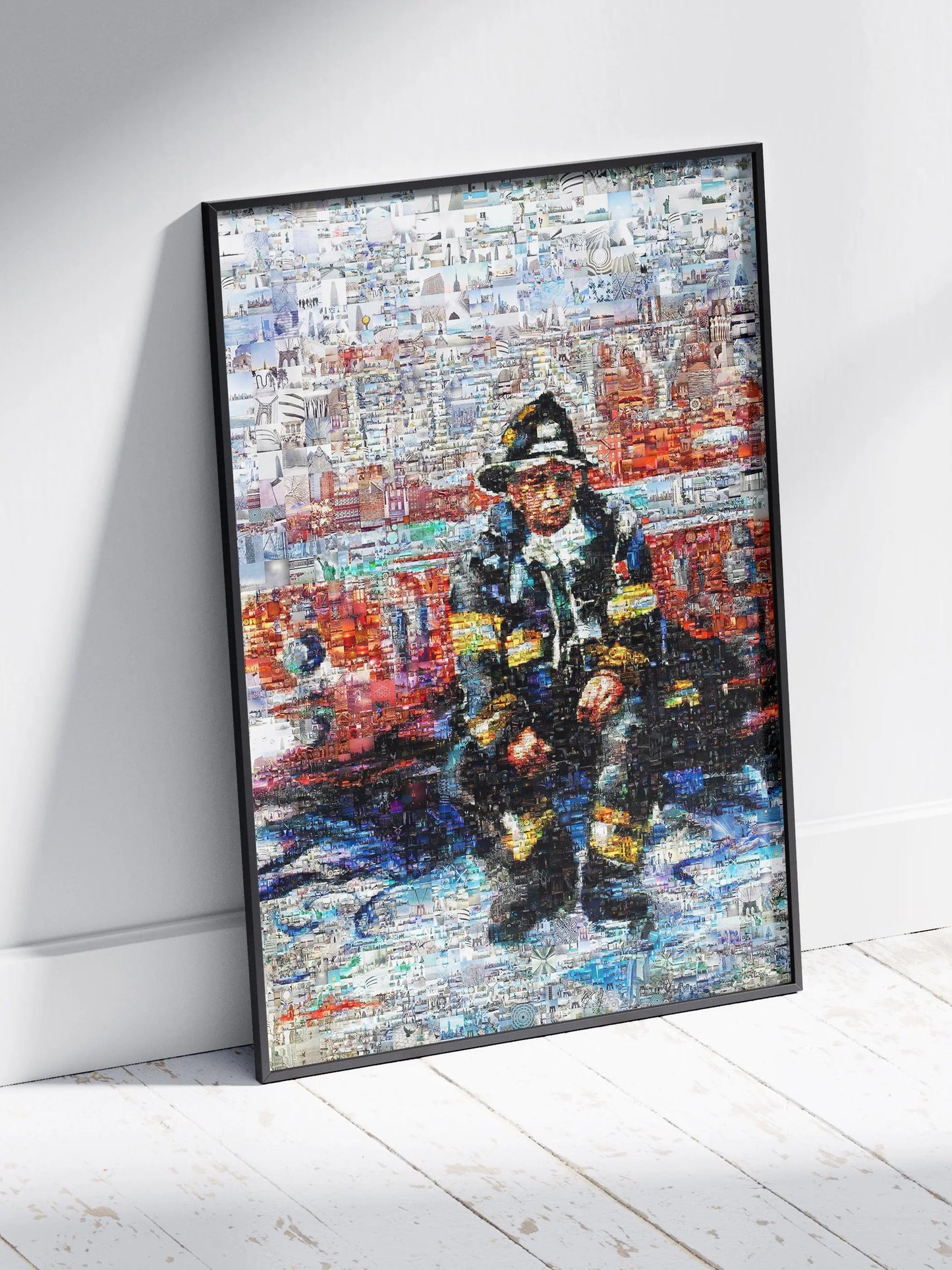 Stunning Mosaic Artwork of a Firefighter: Unique Wall Art for Home Decor & Office Spaces AtelierMosaics