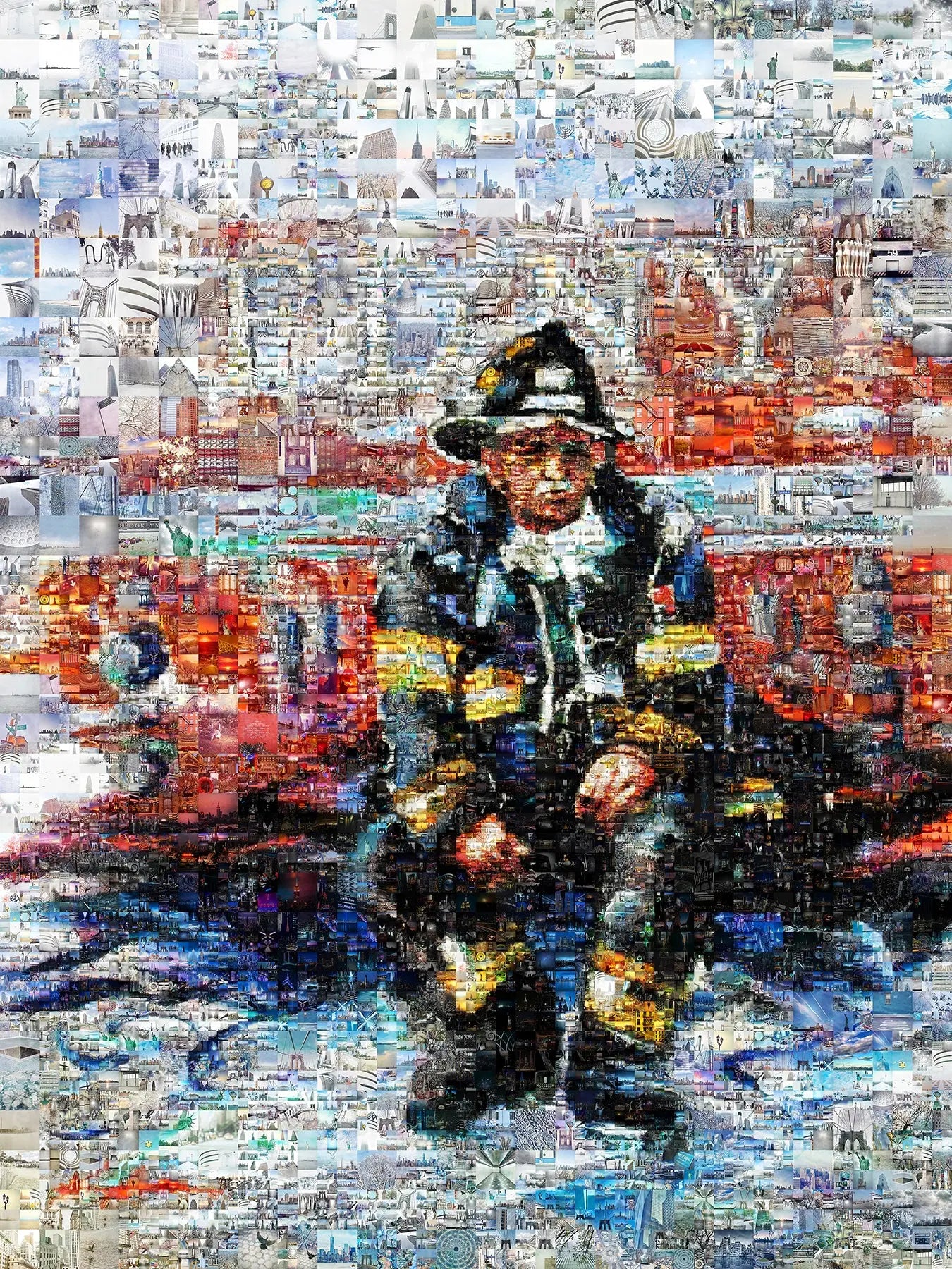 Stunning Mosaic Artwork of a Firefighter: Unique Wall Art for Home Decor & Office Spaces AtelierMosaics