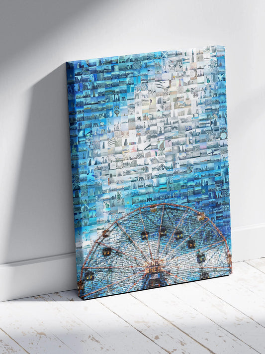 Stunning Blue Mosaic Artwork Featuring Iconic Landmarks - Perfect Wall Decor for Home or Office AtelierMosaics