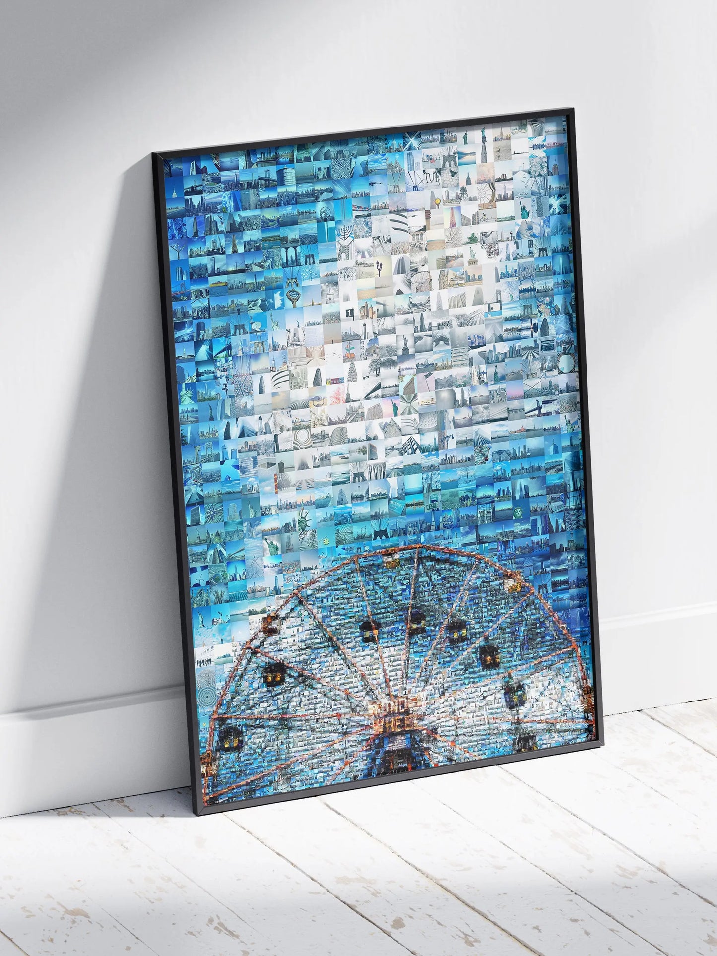 Stunning Blue Mosaic Artwork Featuring Iconic Landmarks - Perfect Wall Decor for Home or Office AtelierMosaics