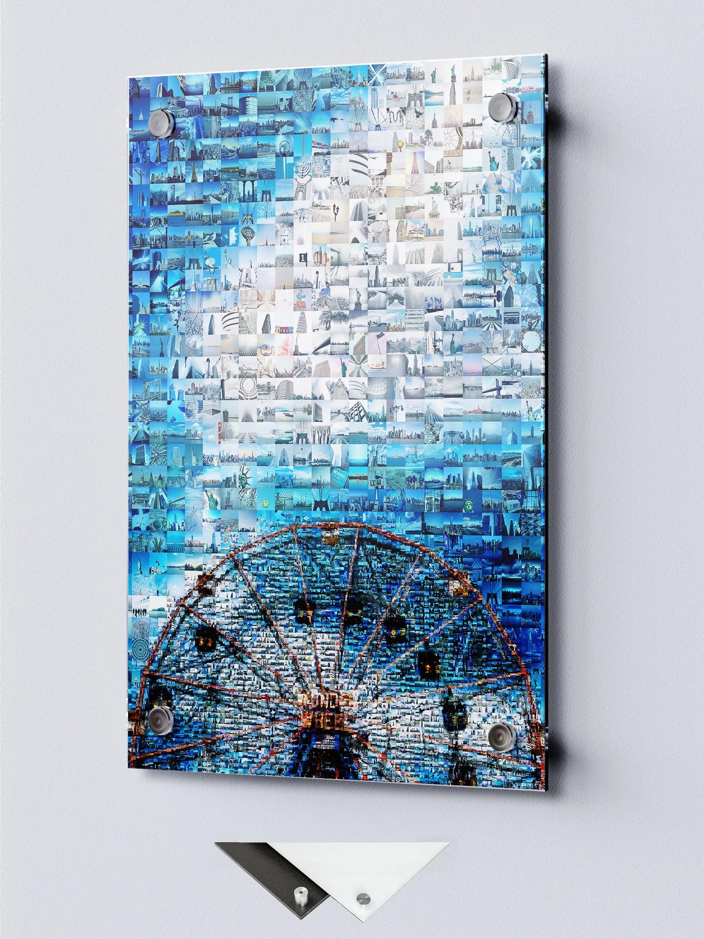 Stunning Blue Mosaic Artwork Featuring Iconic Landmarks - Perfect Wall Decor for Home or Office AtelierMosaics