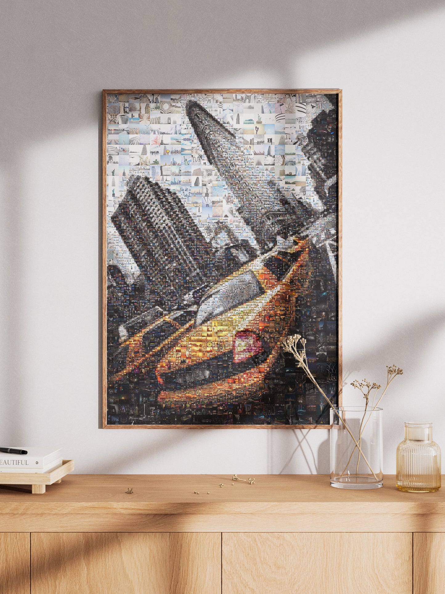 Vibrant Cityscape Mosaic Art - Unique Artwork Featuring Iconic Urban Scenes and Yellow Taxi Cabs AtelierMosaics