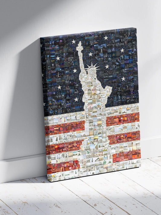 Stunning Mosaic Artwork of the Statue of Liberty - Iconic American Landmark in Vibrant Colors AtelierMosaics