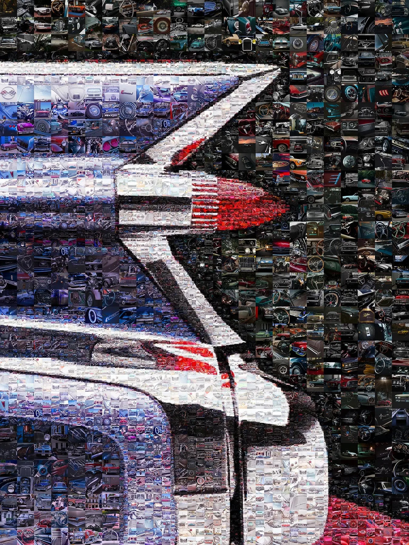 Stunning Mosaic Artwork of Classic Cars – Perfect for Automotive Enthusiasts and Home Decor AtelierMosaics