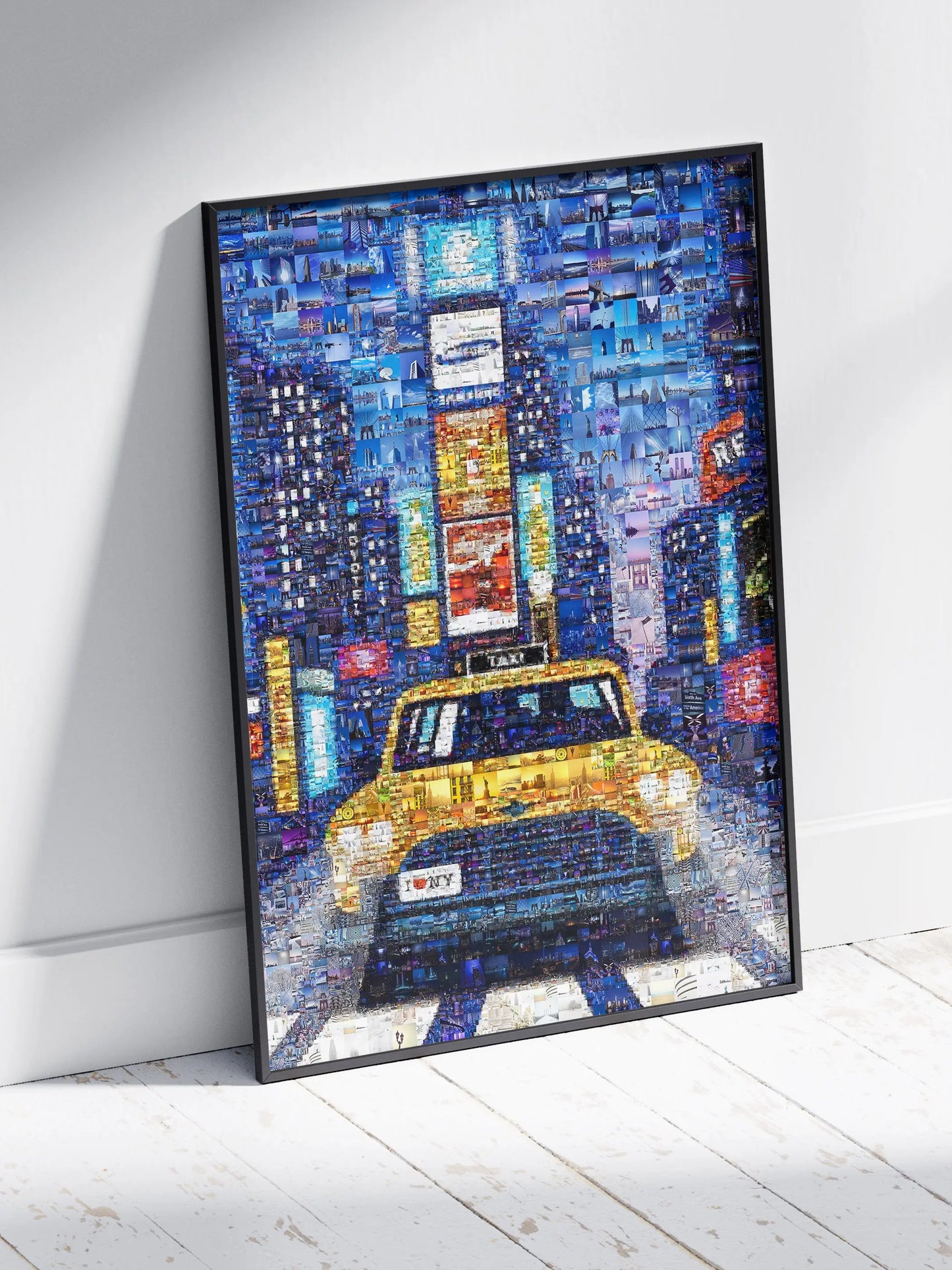 Stunning NYC Taxi Mosaic Artwork - Vibrant Cityscape Wall Art for Home & Office Decor AtelierMosaics
