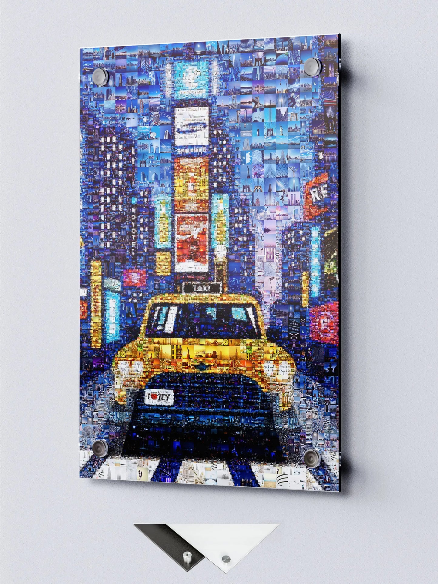 Stunning NYC Taxi Mosaic Artwork - Vibrant Cityscape Wall Art for Home & Office Decor AtelierMosaics