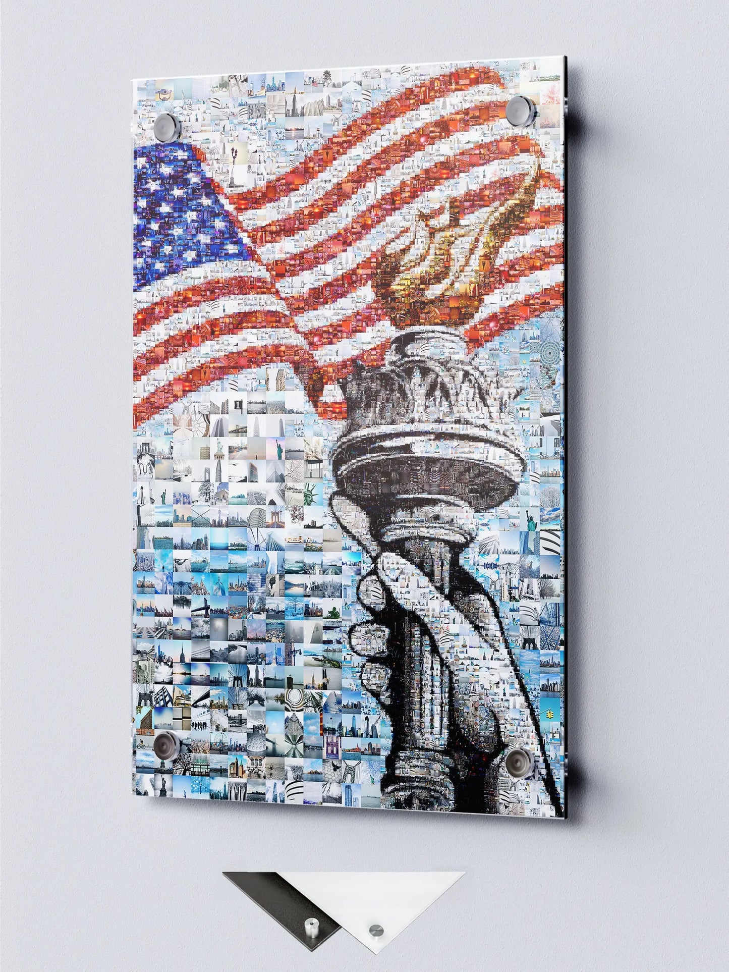 Stunning American Flag Mosaic Art - Liberty Torch & Iconic Landmarks AtelierMosaics