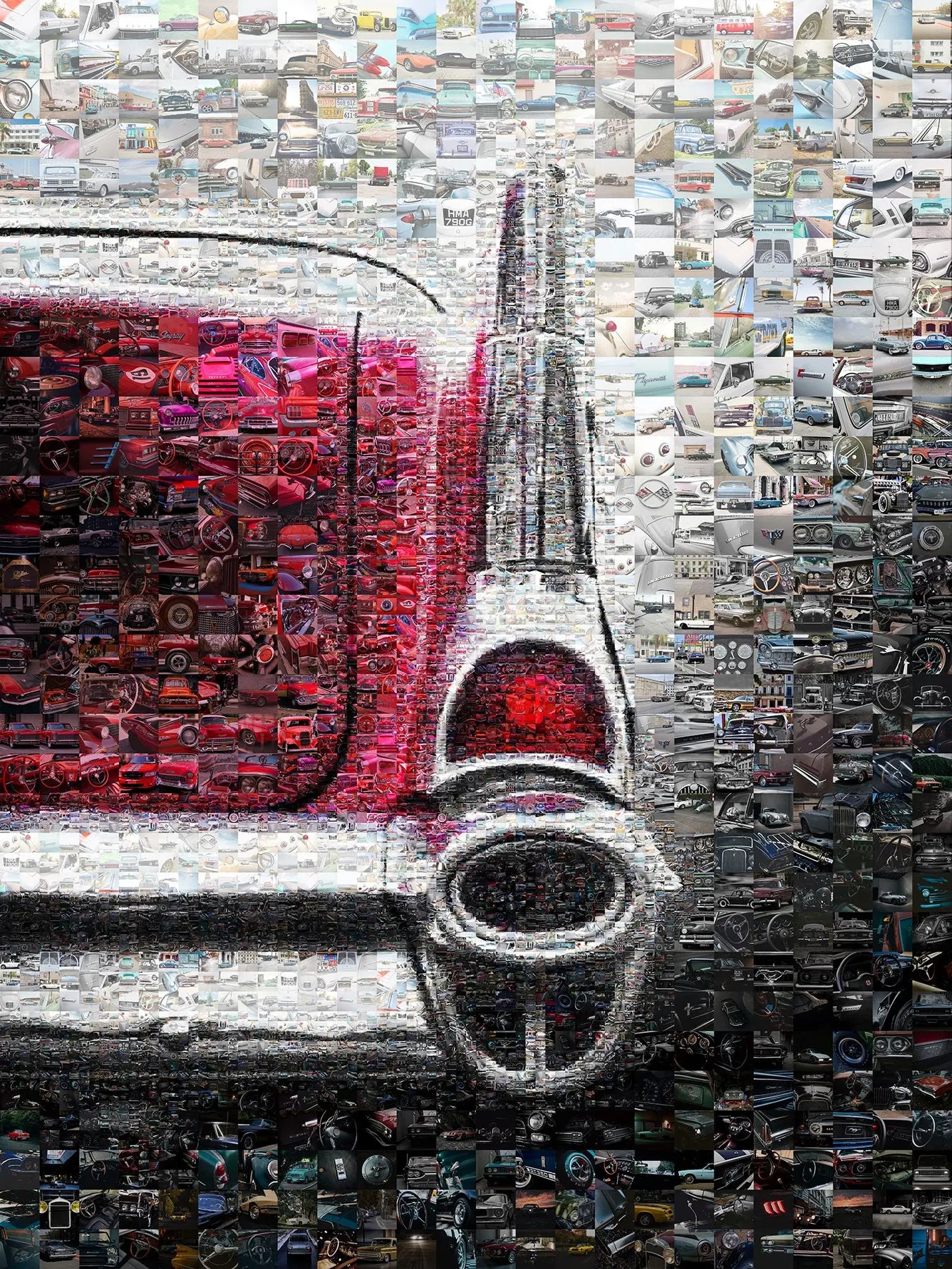Stunning Mosaic Artwork of Classic Cars - Unique Home Decor Piece for Auto Enthusiasts AtelierMosaics