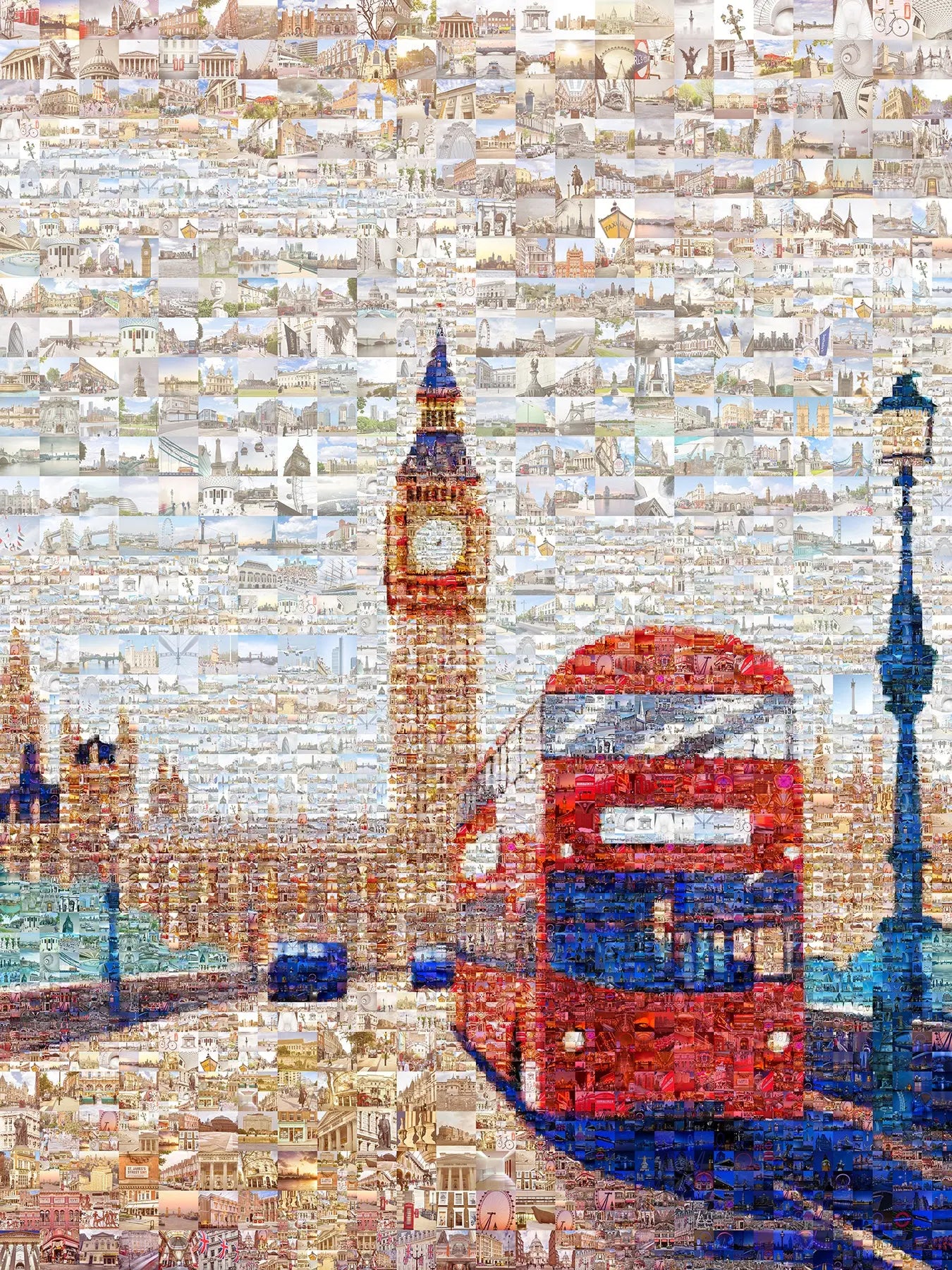 Stunning London Mosaic Art - Iconic Red Double Decker Bus & Big Ben | Perfect Wall Decor AtelierMosaics