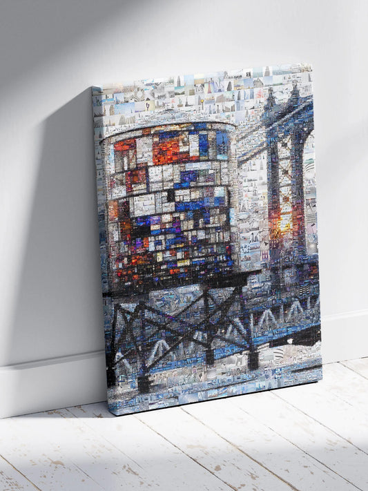 Stunning Mosaic Artwork of Iconic Water Tower - Unique Wall Art for Home Decor AtelierMosaics