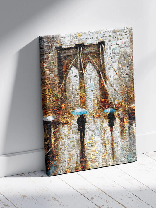 Stunning Mosaic Art of Brooklyn Bridge with Umbrellas - Unique Wall Décor for Home or Office AtelierMosaics