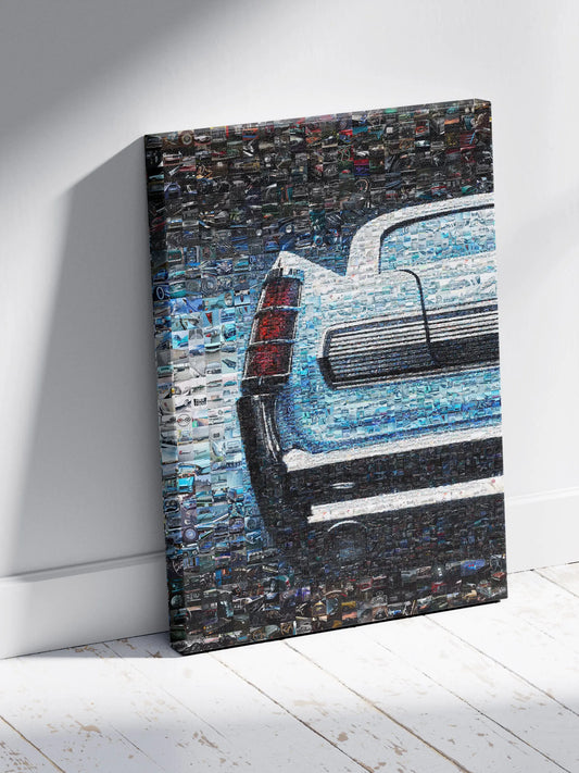 Stunning Automotive Mosaic Art - Vintage Car Rear View Wall Decor for Car Enthusiasts AtelierMosaics