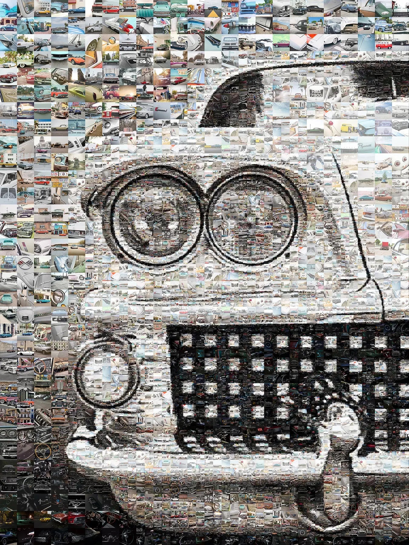 Vintage Car Mosaic Artwork - Unique Automotive Wall Art for Car Enthusiasts AtelierMosaics
