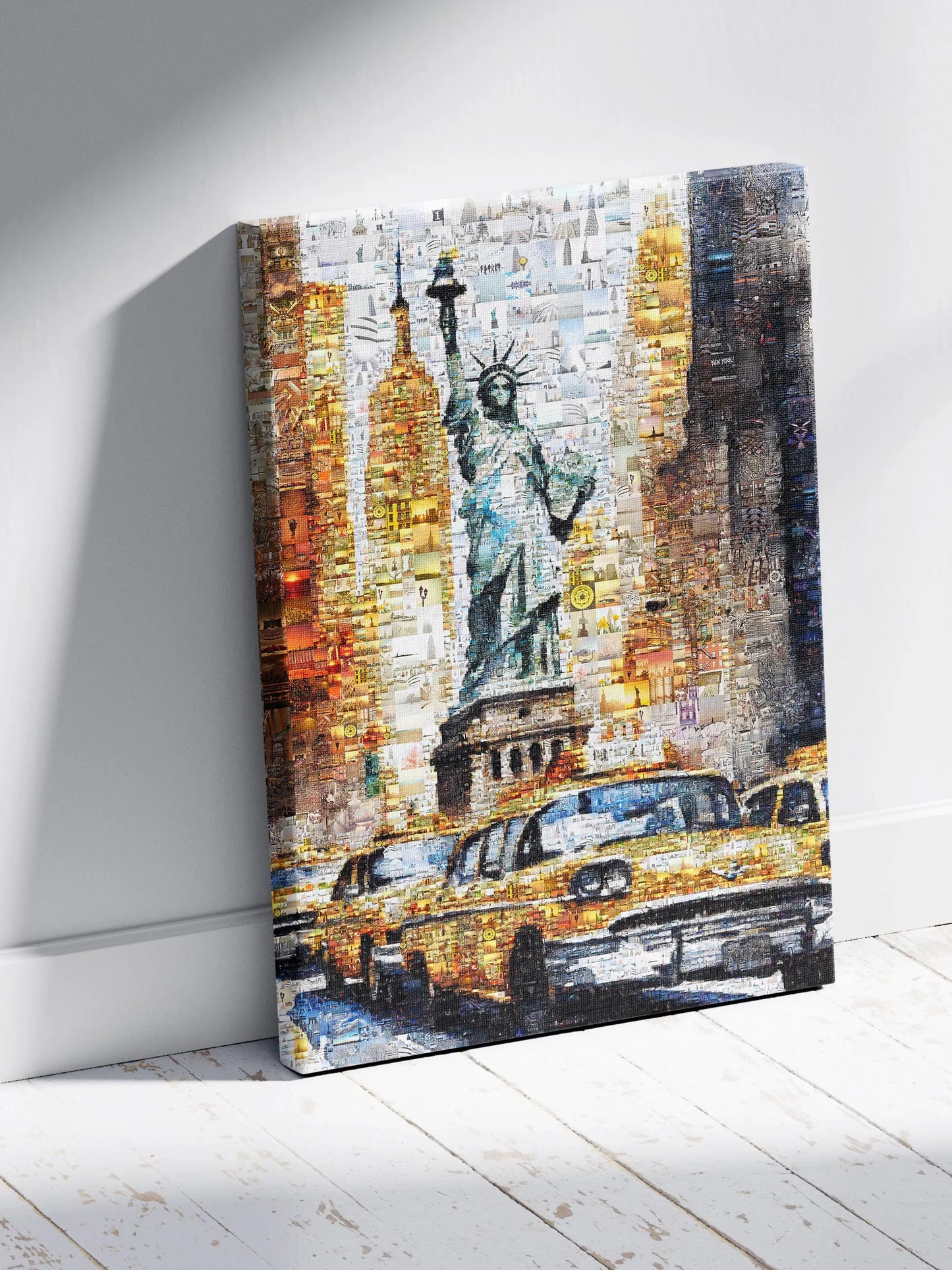 Stunning NYC Mosaic Art - Statue of Liberty & Iconic Yellow Taxis | Perfect Wall Decor for Your Home or Office AtelierMosaics