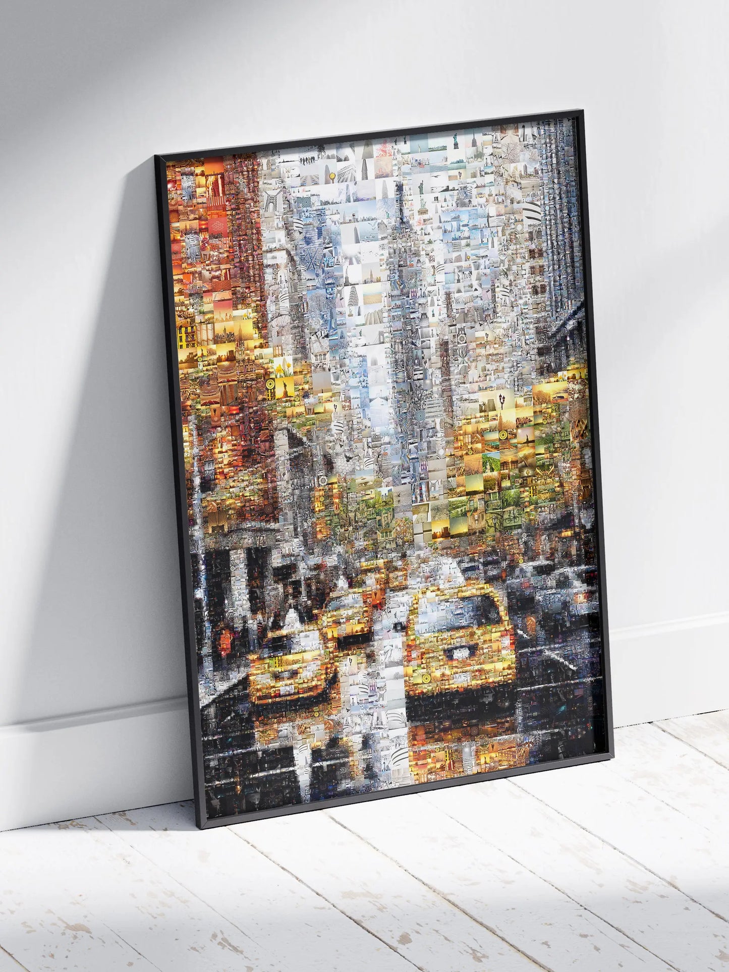 Stunning Urban Mosaic Artwork - Captivating Cityscape with Yellow Taxis and Iconic Landmarks AtelierMosaics