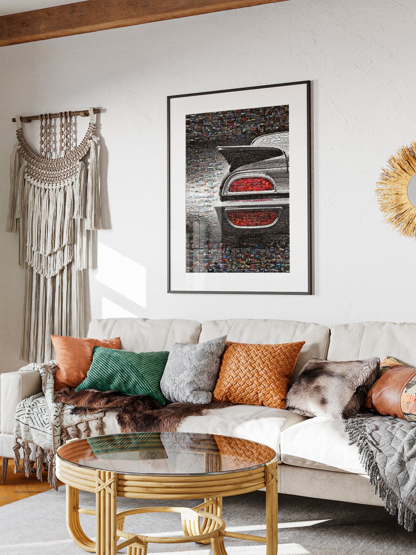 Stunning Car Mosaic Artwork - Unique Automotive Wall Decor for Car Lovers and Enthusiasts AtelierMosaics