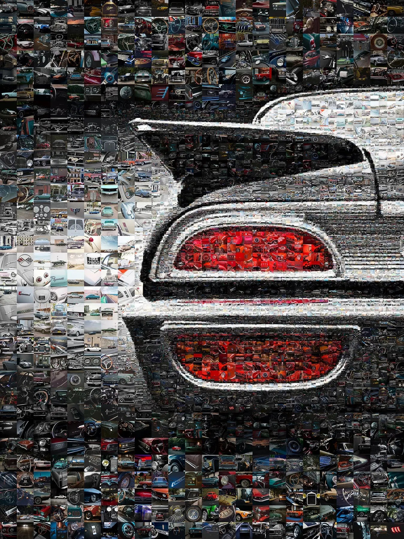 Stunning Car Mosaic Artwork - Unique Automotive Wall Decor for Car Lovers and Enthusiasts AtelierMosaics
