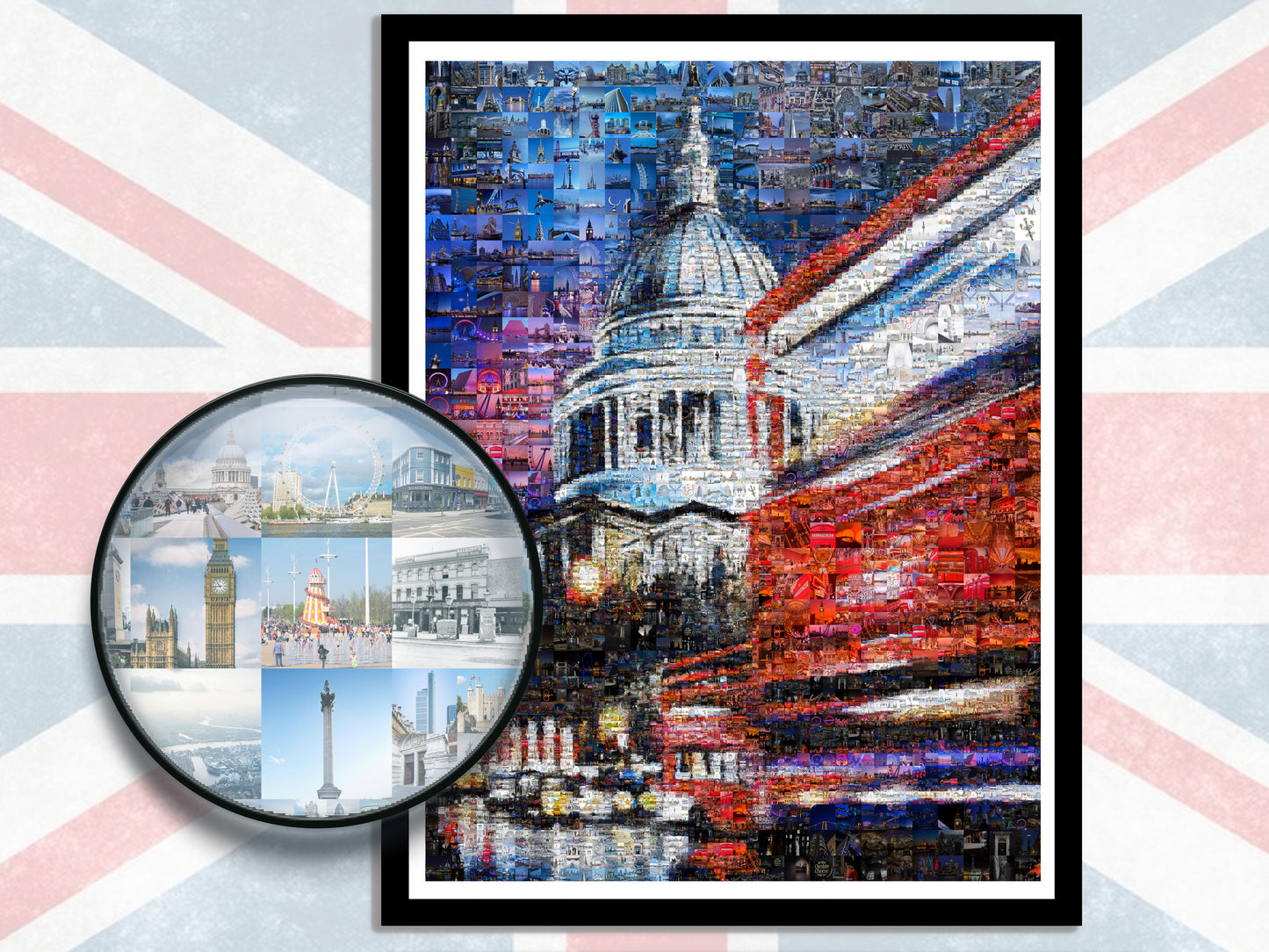 London Cityscape Painting with Red Double Decker Bus, Travel Art Print, Urban Wall Decor