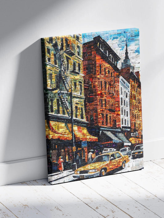 Vibrant Cityscape Mosaic Artwork - Unique Urban Art Piece for Home Décor AtelierMosaics