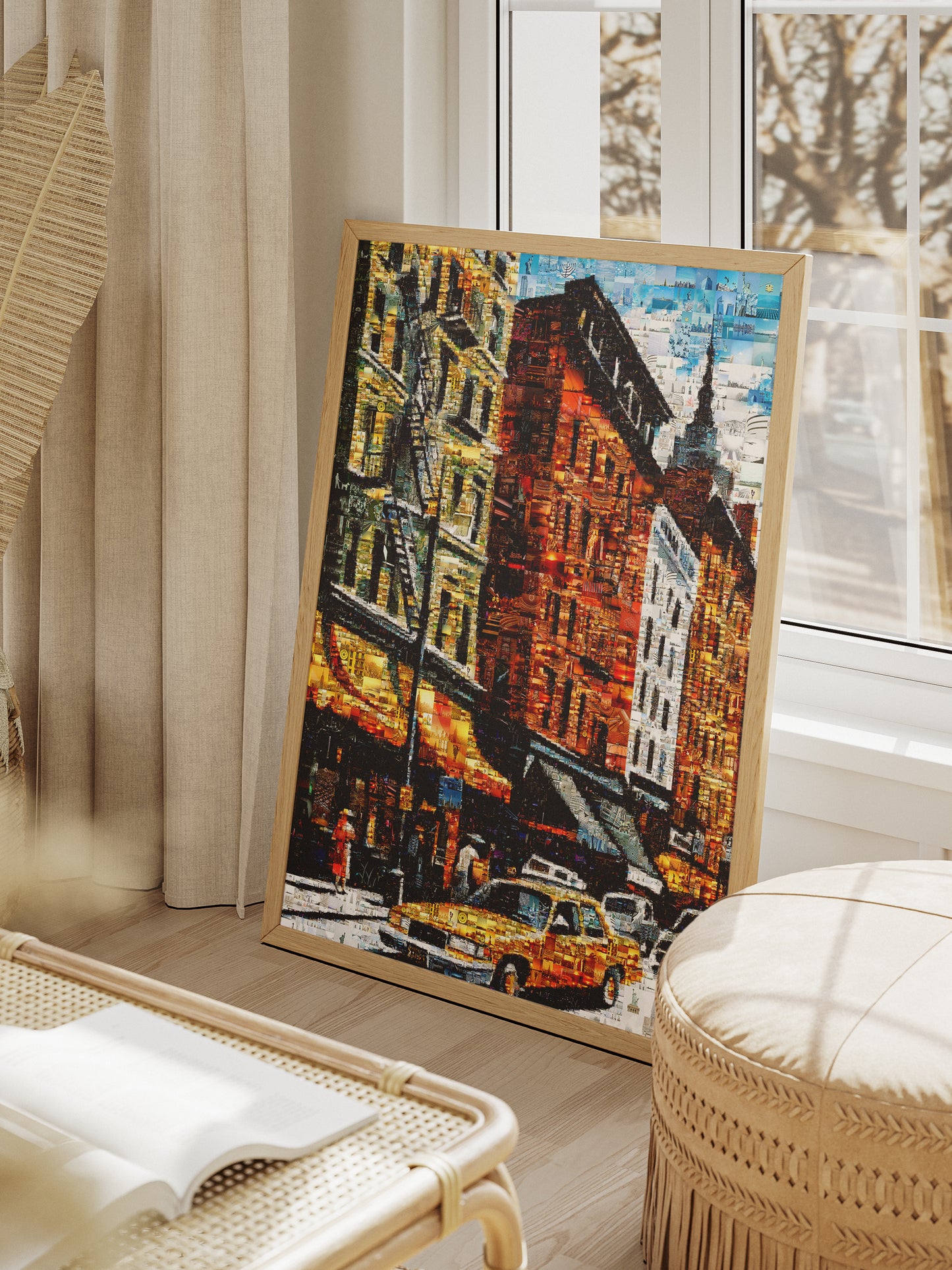 Vibrant Cityscape Mosaic Artwork - Unique Urban Art Piece for Home Décor AtelierMosaics