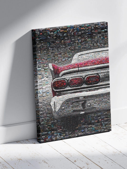 Stunning Mosaic Artwork of Classic Car Tail - Unique Wall Decor for Auto Enthusiasts AtelierMosaics