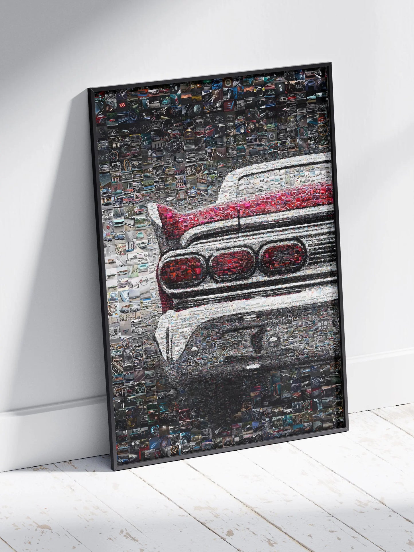 Stunning Mosaic Artwork of Classic Car Tail - Unique Wall Decor for Auto Enthusiasts AtelierMosaics