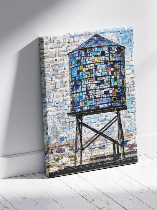 Stunning Water Tower Mosaic Art - Colorful Urban Landscape Décor for Home or Office AtelierMosaics