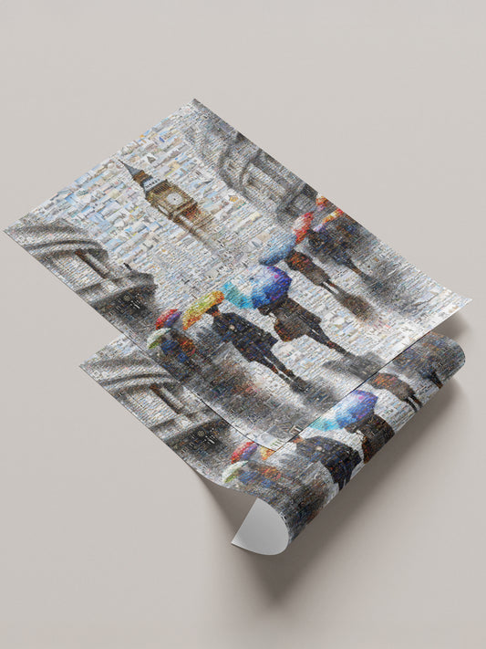 Stunning London Mosaic Artwork: Iconic Scenes with Colorful Umbrellas | Perfect for Home Decor AtelierMosaics
