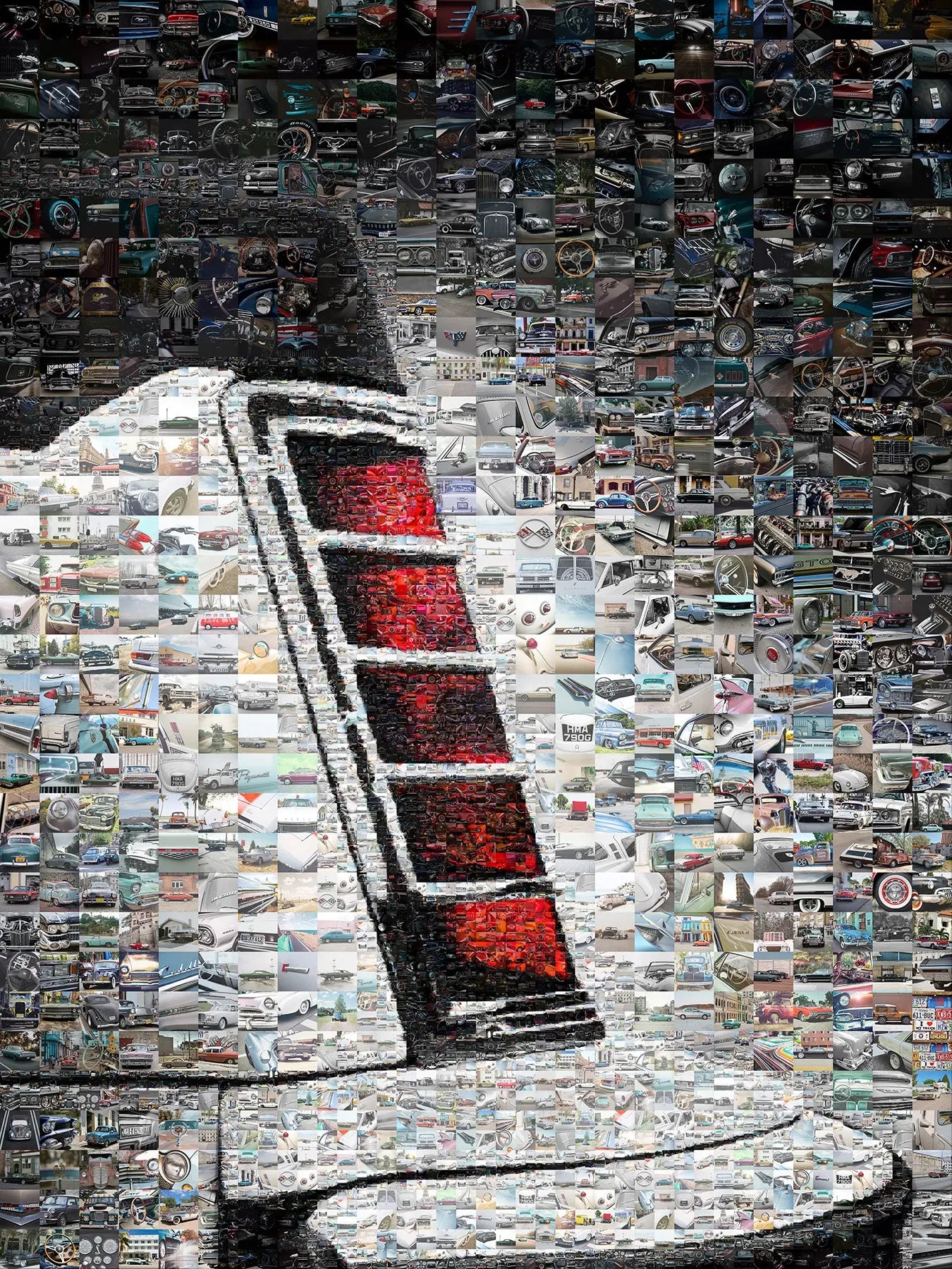 Stunning Automotive Mosaic Art - Unique Vintage Car Collage for Car Lovers and Art Enthusiasts AtelierMosaics