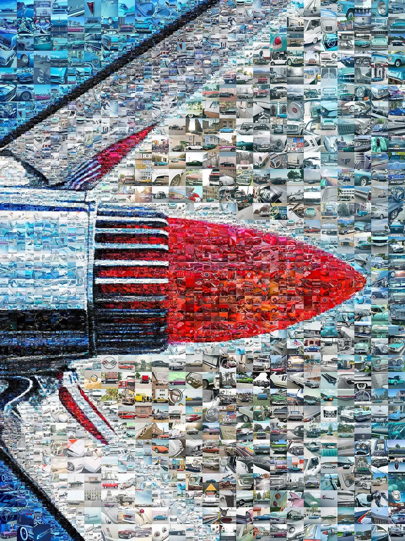 Stunning Mosaic Artwork Featuring a Retro Rocket Design - Perfect for Car Enthusiasts and Art Lovers AtelierMosaics