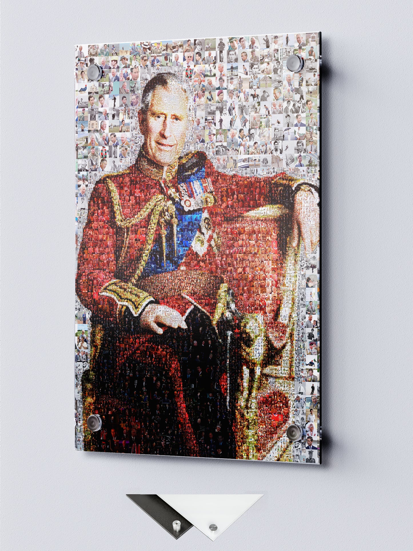 Stunning Mosaic Artwork of King Charles III - Elegant Royal Portrait for Home Decor