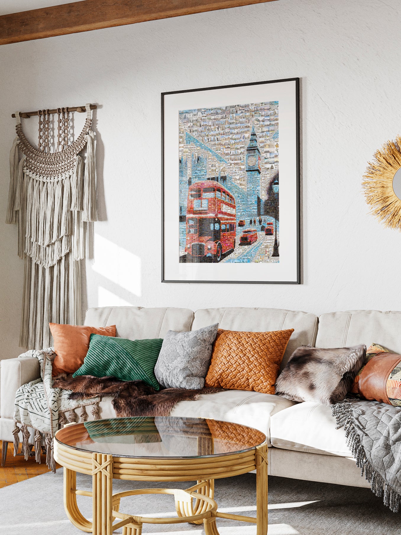 Stunning London Mosaic Art: Iconic Red Bus & Landmark Collage for Home Decor AtelierMosaics