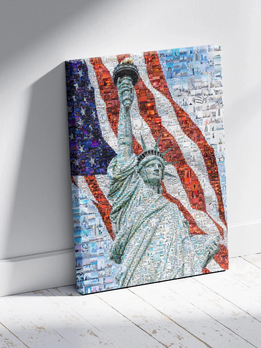 Stunning Mosaic Artwork of the Statue of Liberty and American Flag - Perfect for Home or Office Decor AtelierMosaics