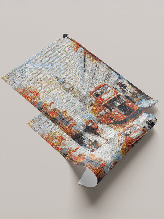 Stunning London Mosaic Artwork - Iconic Red Bus & Big Ben - Unique Wall Decor for Home or Office AtelierMosaics