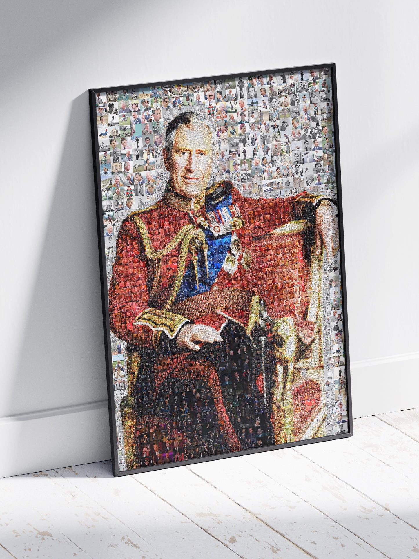 Stunning Mosaic Artwork of King Charles III - Elegant Royal Portrait for Home Decor